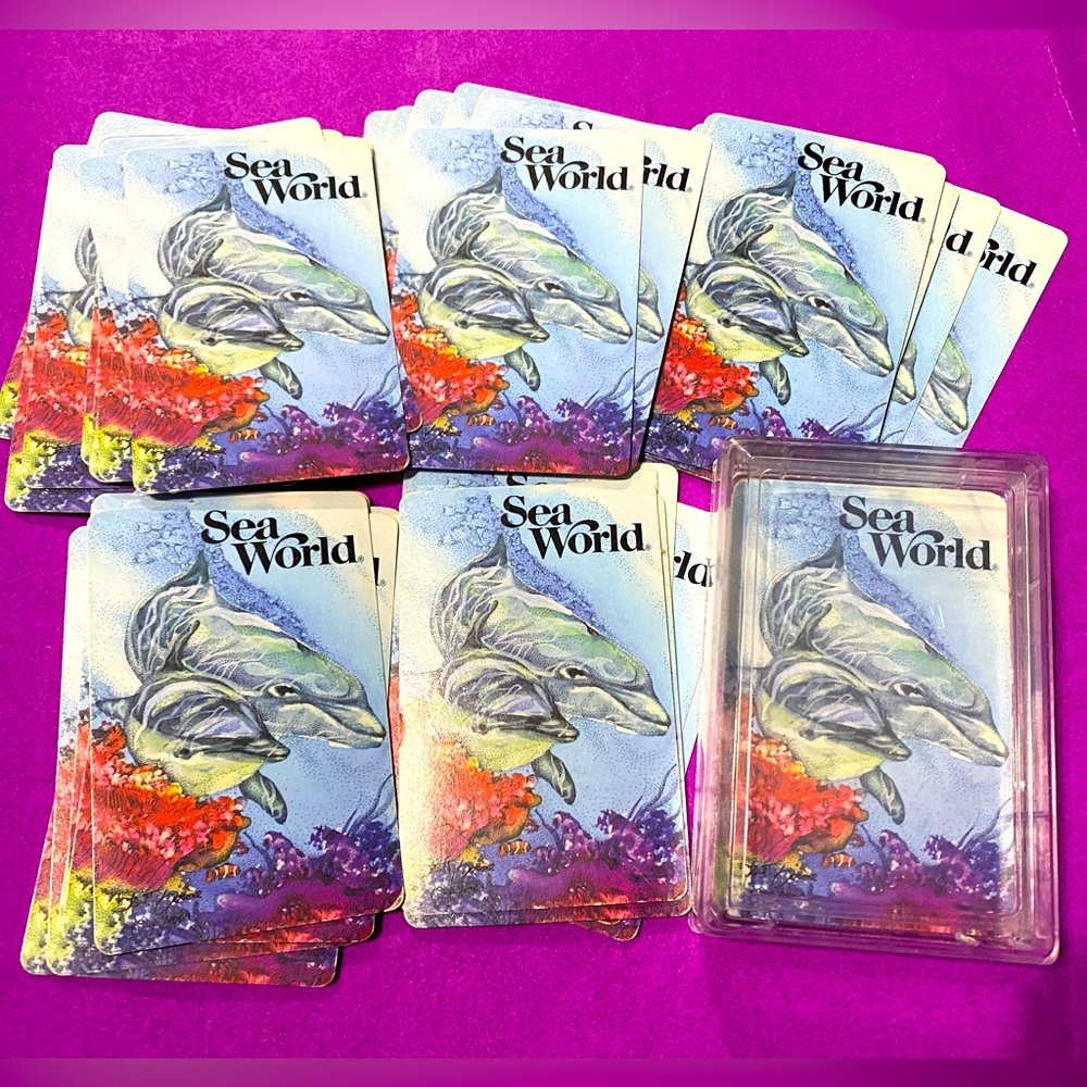 SEA WORLD VTG 90s SOUVENIR DECK OF DOLPHIN PLAYING CARDS IN CASE COMPLETE 54